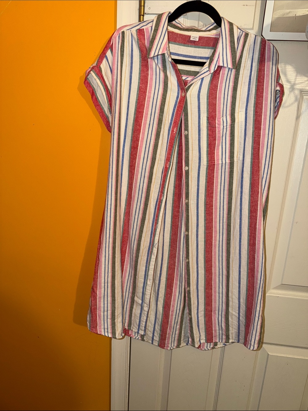 Striped Button-Front Dress